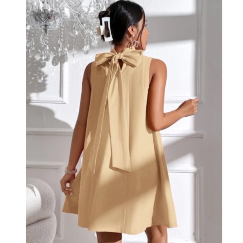 Luxe khaki tie back mini dress